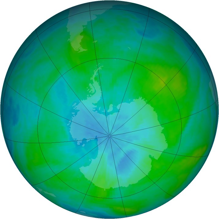 Antarctic ozone map for 17 February 1989